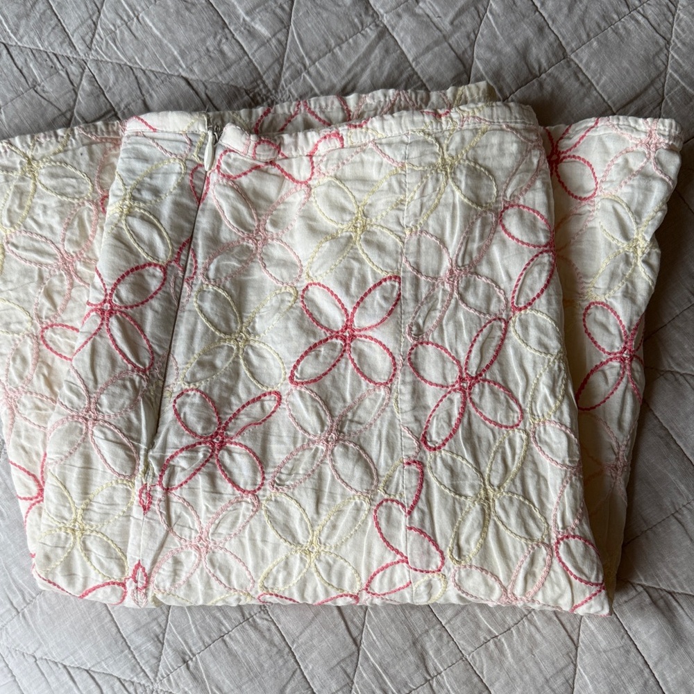Old Navy Cream Skirt with Pink Embroidery